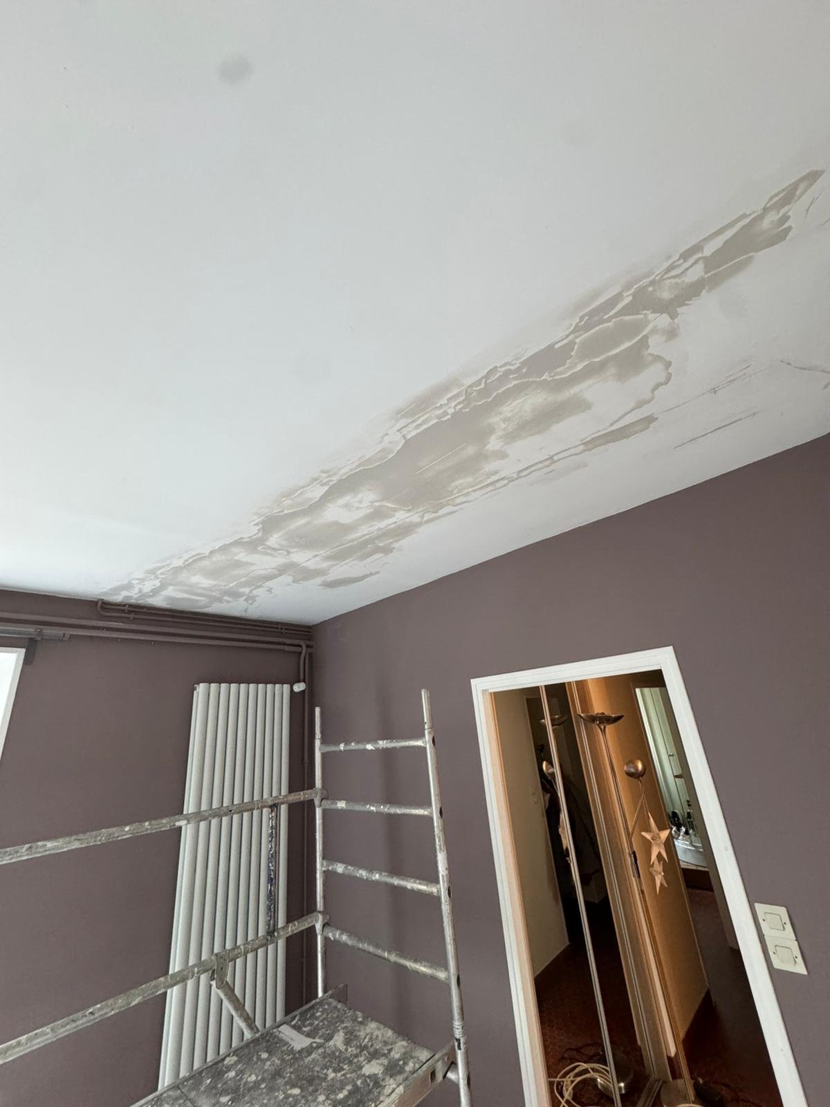 Application — enduit du plafond en cours